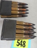 16 Rds 30-06 Vintage Ammo w/ (2) Enbloc Clips M1 Garand