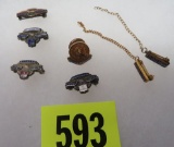 Grouping of Antique Borden's Safe Driver Award Pins, Inc. 10K Gold 10 Year Pin