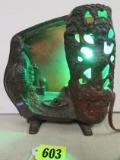 Antique 1930s Reiser Cast Iron Peacock Lamp
