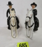 Lot of (2) 1950s Hartland Hopalong Cassidy Cowboy and Horse Topper Figures
