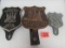 (3) Large Vintage License Plate Toppers/ Automobile Badges