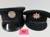 (2) Vintage Fire Department Dress Hats Ann Arbor Mi, London Fire Brigade