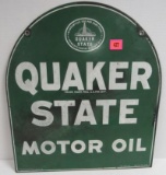 1948 Dated Quaker State Motor Oil Dbl. Sided Metal Tombstone Sign