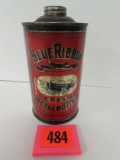 Antique Blue Ribbon Polish Cream Can W/ Race Car Graphics