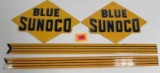 Antique Blue Sunoco Porcelain Gas Pump Plate Signs/ Trim