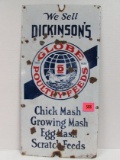 Antique Dickinson's Poultry Feed Porcelain Sign Great Chicken Graphics