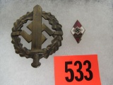 Authentic Wwii Nazi German Sports Badge & Hitler Youth Pin