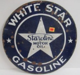 Antique White Star Staroline Motor Oil Dbl. Sided Porcelain Sign