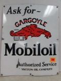 Antique Mobil Gargoyle Porcelain Sign 19 X 24