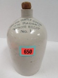 Antique Stoneware 1 Gallon Wm Radams Microbe Killer Jug