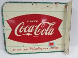 Vintage 1951 Dated Coca Cola Dbl. Sided Metal Flange Sign 15 X 18