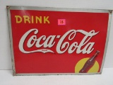1940 Dated Coca Cola Embossed Metal Sign 20 X 27