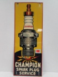 Excellent Ca. 1940's Champion Spark Plugs Metal Sign 10.5