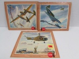 (3) 1943 Wwii Coca Cola Cardboard Advertising / Usaaf Signs