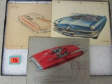 Outstanding Group Of 1950's Automobile Concept Car Sketches
