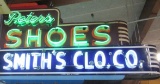 Outstanding Antique Peters Shoes Dbl. Sided Porcelain/ Neon Sign