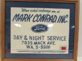 Vintage Ford Advertising Shop Rag (mack Ave., Detroit) Framed