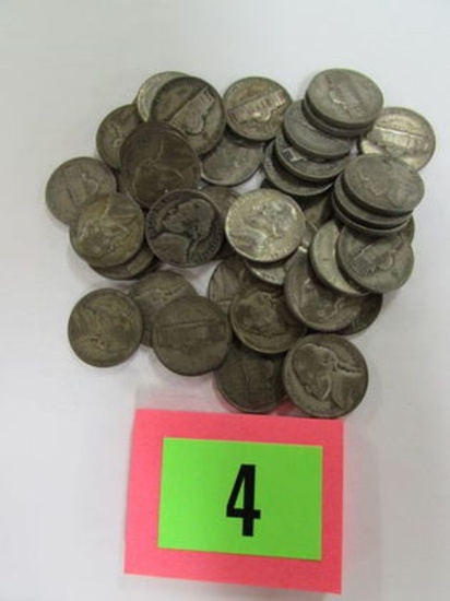 Roll (40) Us Wwii Wartime Nickels (35% Silver)