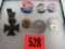 WWI Dog Tags Set, Watch Fob, and Other Patriotic Pin Backs