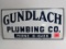 Antique Gundlach Pumbing Co. Porcelain Sign 12 x 24