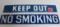 (2) Antique Porcelain Signs Keep Out & No Smoking (4 x 24