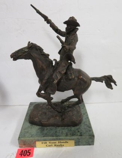Carl Kauba "Fill Your Hands" Western Cowboy Bronze Sculpture on Marble Base