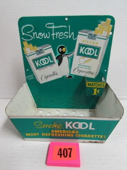 Vintage Kool Cigarettes Metal Advertising Counter Matches Display Holder