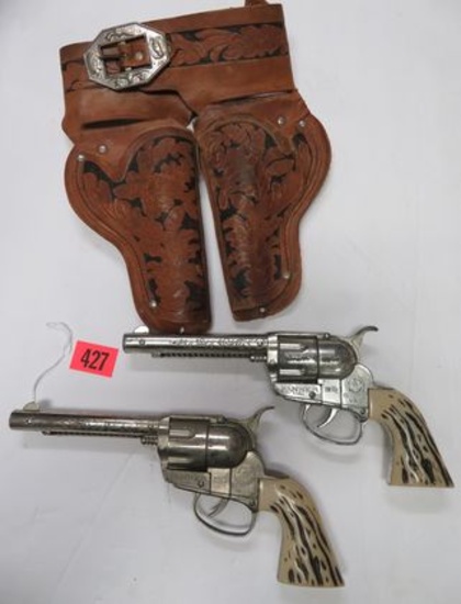 Pair of Vintage Mattel Fanner 50 Cap Guns in Holster