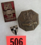 Lot of (3) WWII Nazi German Pins Inc SAAR Rally