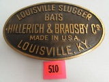 Rare Vintage Brass Louisville Slugger Hillerich & Bradsby Brass Building Sign