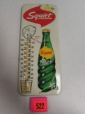 Excellent 1963 Dated Squirt Soda Embossed Metal Thermometer 6 x 13