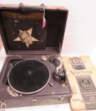 WWII Military GI Phonograph Record Player w/ Records