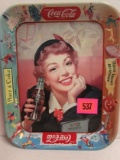 1953 Coca Cola Girl With Menu Metal Serving Tray