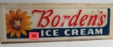 Vintage 1950's/60's Borden's Ice Cream Embossed Plastic Sign 9 x 25