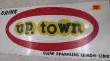 Vintage 1950s Up Town Soda Metal Advertising Sign, 29