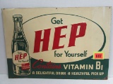 Antique Embossed Metal Hep Soda Sign 14 x 20