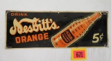 1930s Nesbitts Orange Soda Tin Tacker Sign