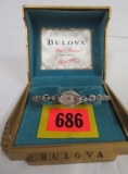 Beautiful Antique 14K Gold Bulova Ladies Wrist Watch w/ 14K Gold Band in Original Case