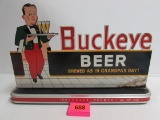 Rare Vintage Buckeye Beer Metal Diecut Sign 10 x 15