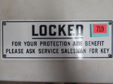 Antique Locked for your protection Porcelain Sign