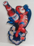 Vintage 1989 Embossed Tin Budweiser Budman Sign 20 x 30