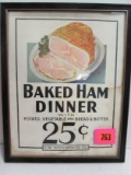 1928 Dated Wollworth Cardboard Baked Ham Dinner Sign