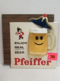 Vintage 1950's/60's Cardboard/ Plastic 3-D Pfeiffer Beer Sign