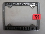 Vintage Doc Fixits Mt. Vernon Ohio Motorcycle License Plate Frame