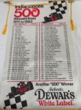 Vintage 1980s De War's White Label Indy 500 Winners Banner