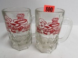 (2) Antique Glass Dogs N Suds Root Beer Mugs