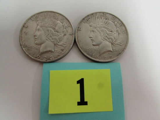1922 & 1923-s Peace Silver Dollars