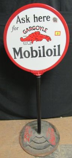 Antique Mobil Gargoyle Dbl. Sided Porcelain Lolli-pop/ Curbside Sign