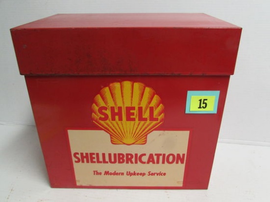 Shell Service Station Metal Lubrication Charts Cabinet