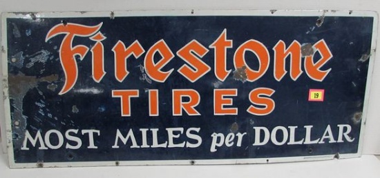 Antique Firestone Tires Porcelain Sign 20 X 48"